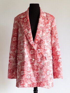 Batsheva Pink and Red Floral Blazer